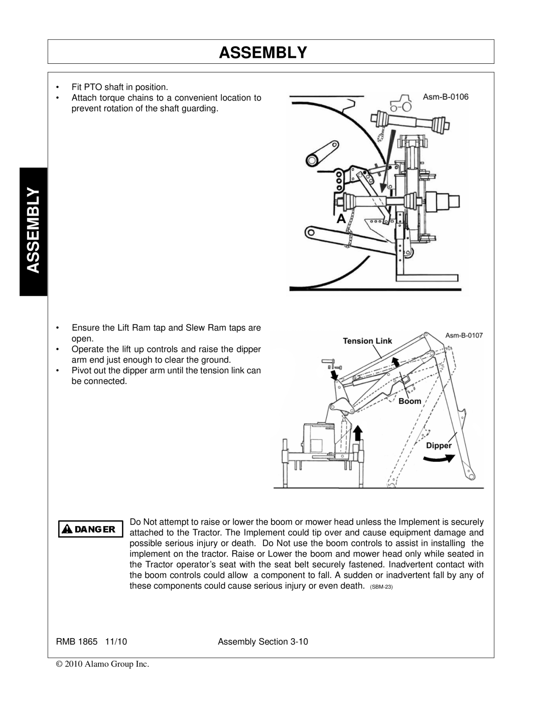 Bush Hog RMB 1865 manual Assembly 