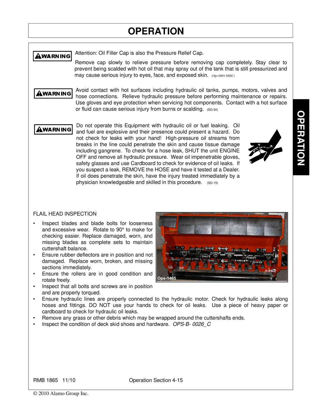 Bush Hog RMB 1865 manual Flail Head Inspection 