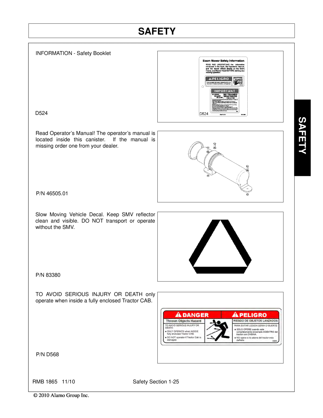 Bush Hog RMB 1865 manual Safety 
