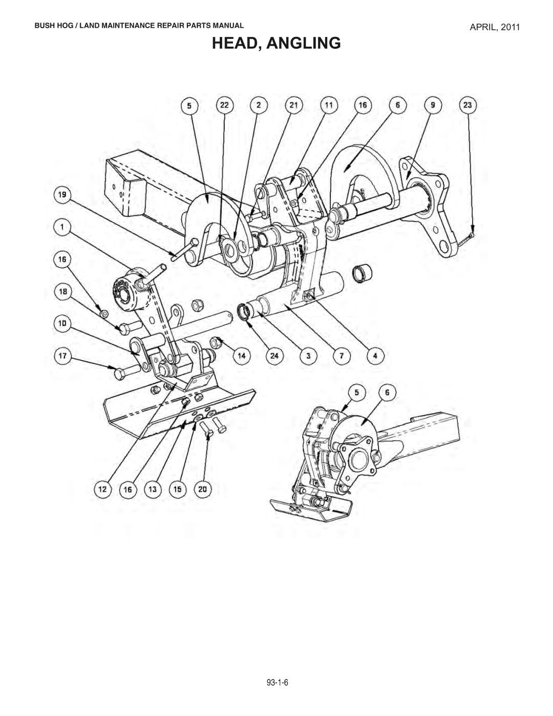 Bush Hog RMB1865E manual HEAD, Angling 