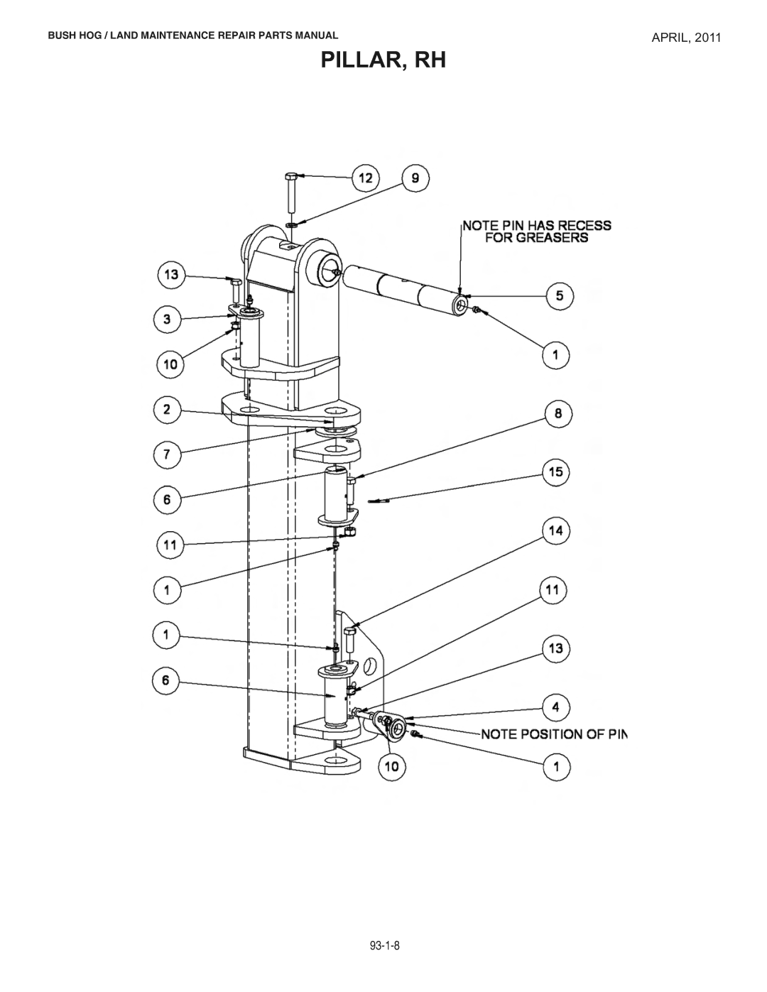 Bush Hog RMB1865E manual Pillar, Rh 