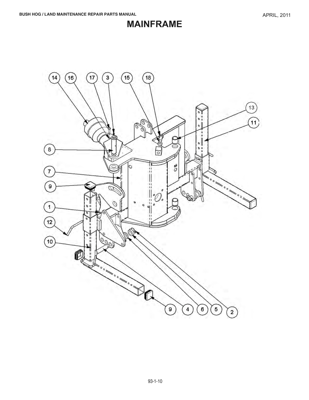 Bush Hog RMB1865E manual Mainframe 