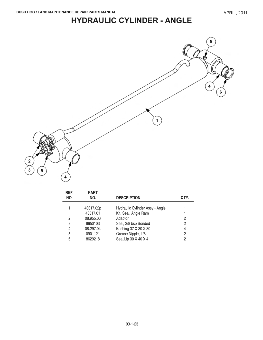 Bush Hog RMB1865E manual Hydraulic Cylinder Angle 