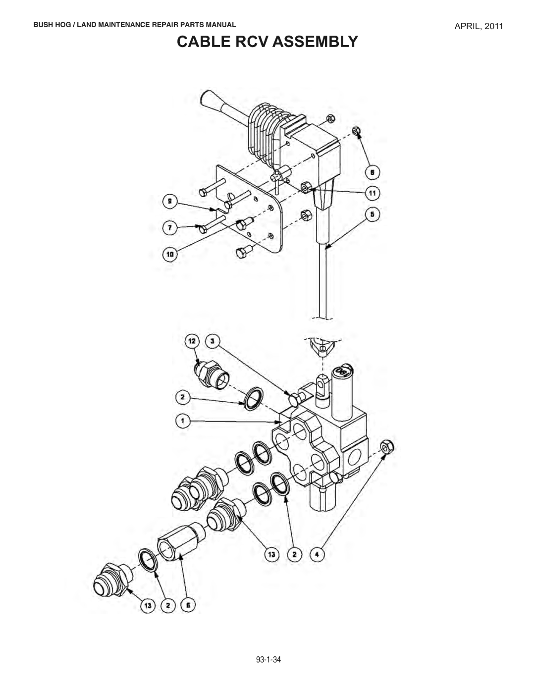 Bush Hog RMB1865E manual Cable RCV Assembly 