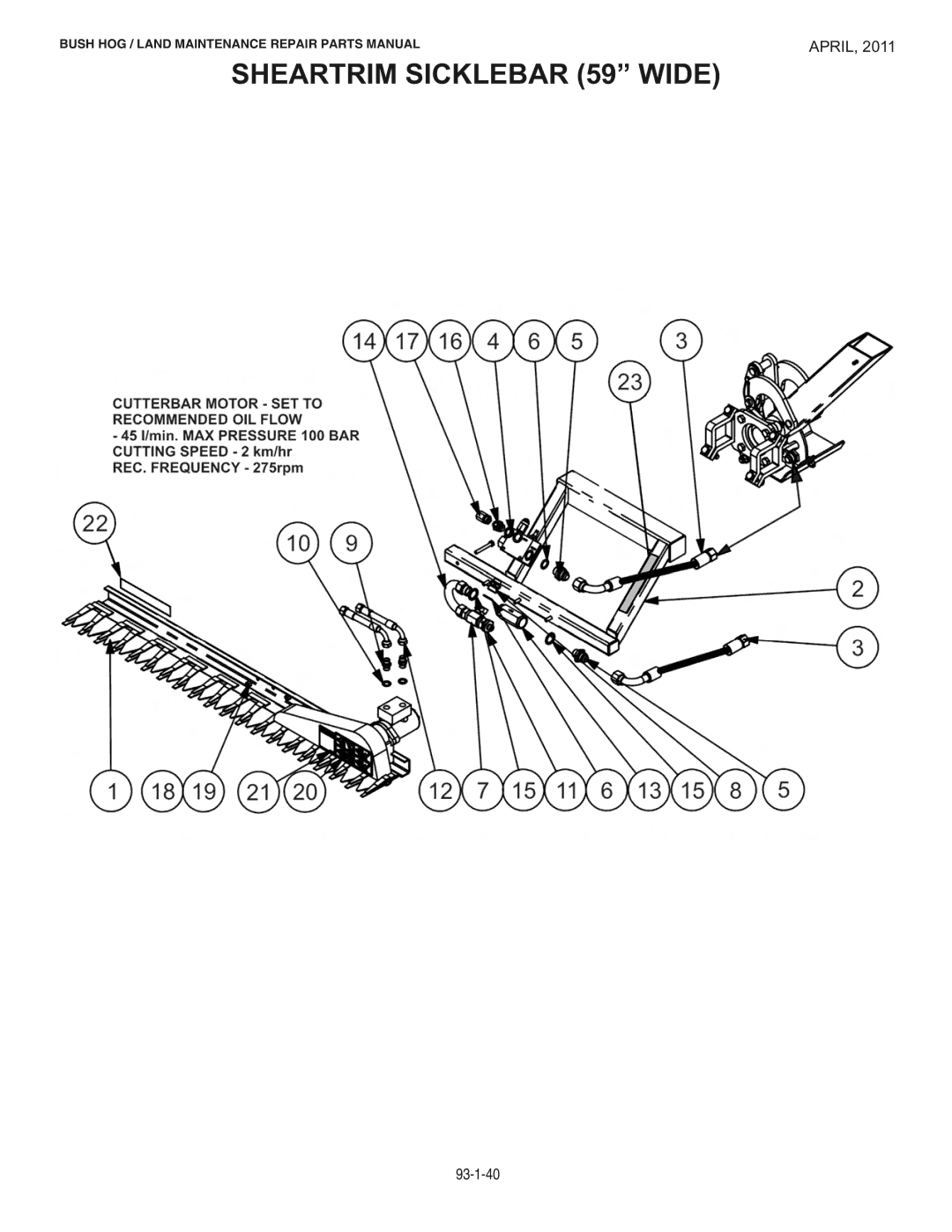 Bush Hog RMB1865E manual Sheartrim Sicklebar 59 Wide 