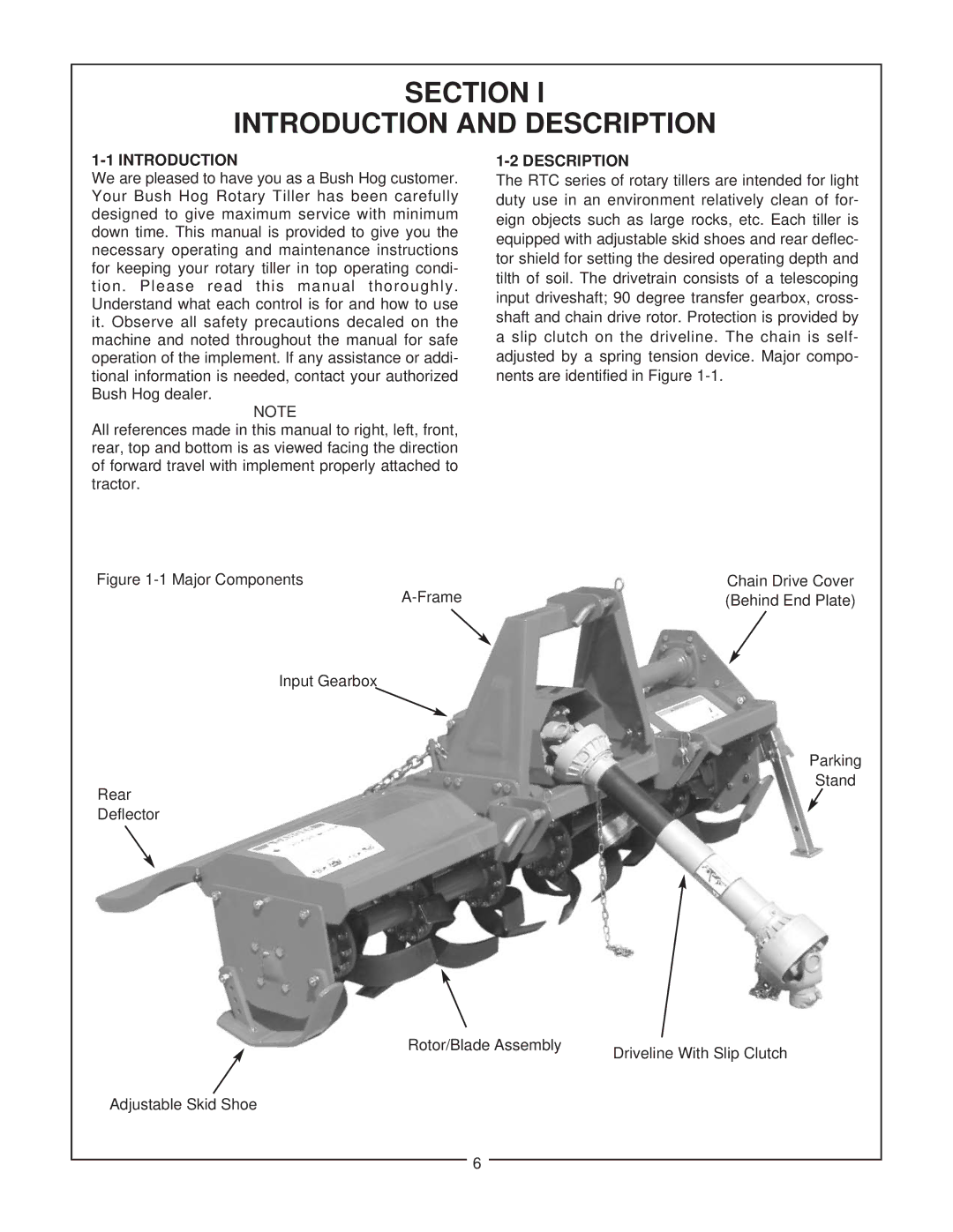 Bush Hog RTC manual Introduction and Description 