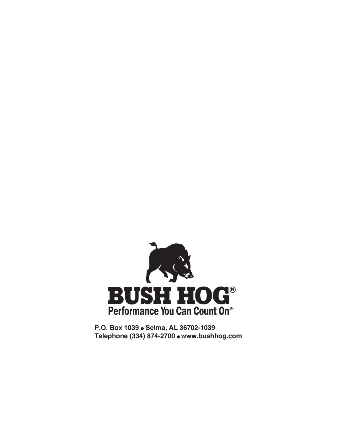 Bush Hog RTNR, RTH manual 