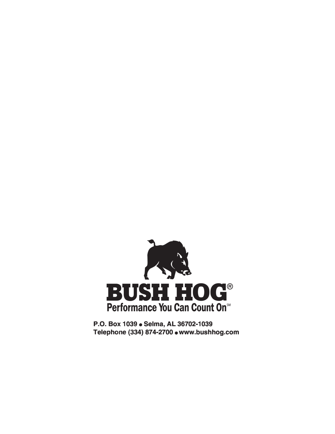 Bush Hog RTNR, RTH manual 