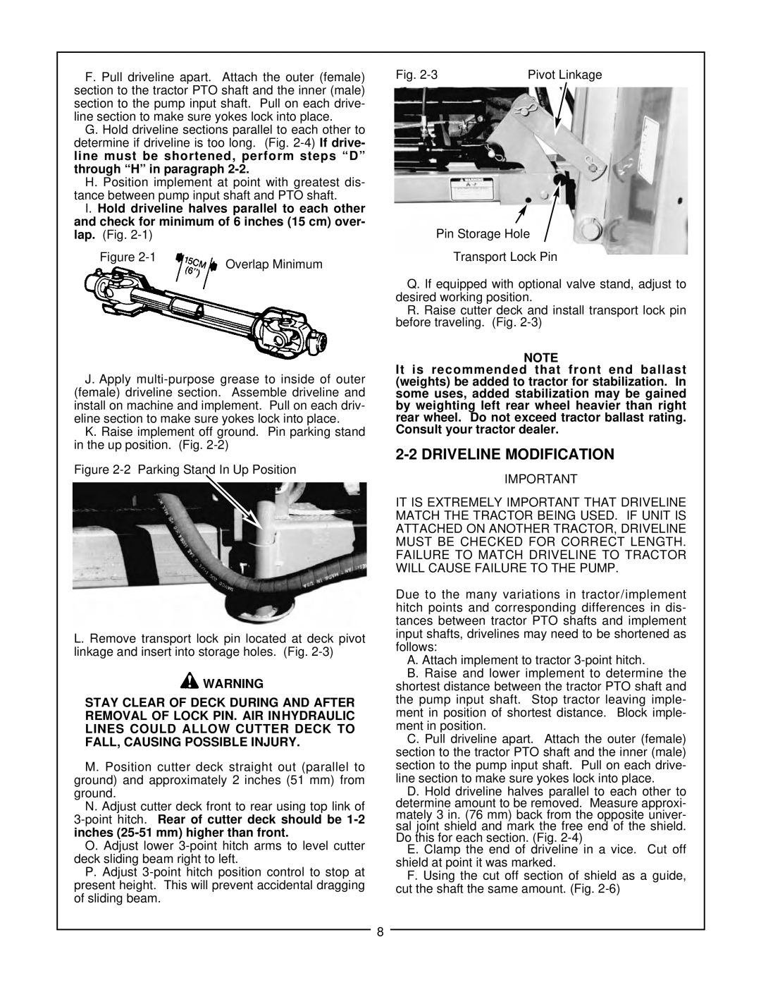 Bush Hog SM 60 manual Driveline Modification 