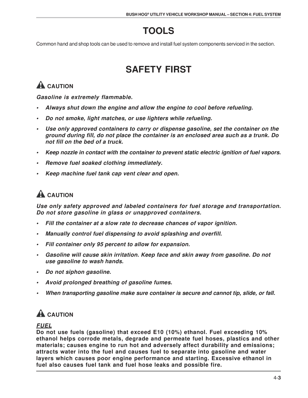 Bush Hog Utility Vehicles specifications Tools, Safety First 