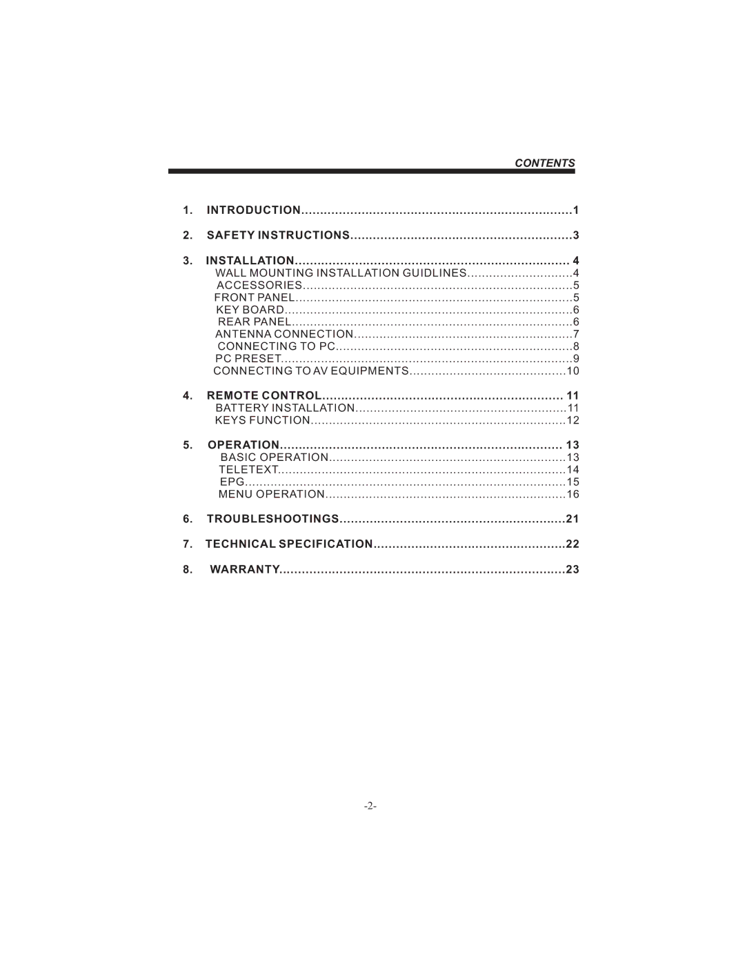 Bush IDLCD2604HD instruction manual Contents 