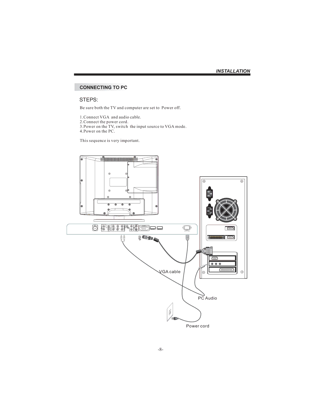 Bush IDLCD2604HD instruction manual Steps, Connecting to PC 