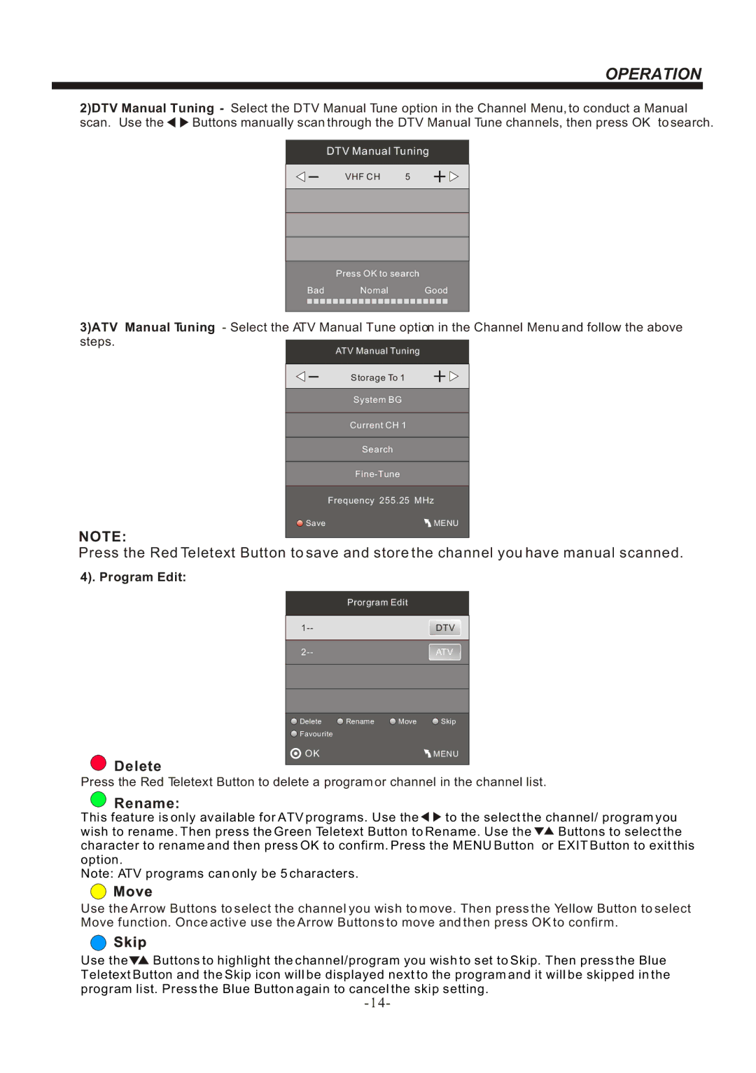 Bush IDLED2401, IDLED2201, IDLED1901 instruction manual Delete, Rename 