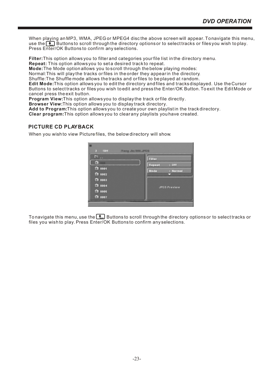 Bush IDLED2402DVD, IDLED2202DVD instruction manual Picture CD Playback 