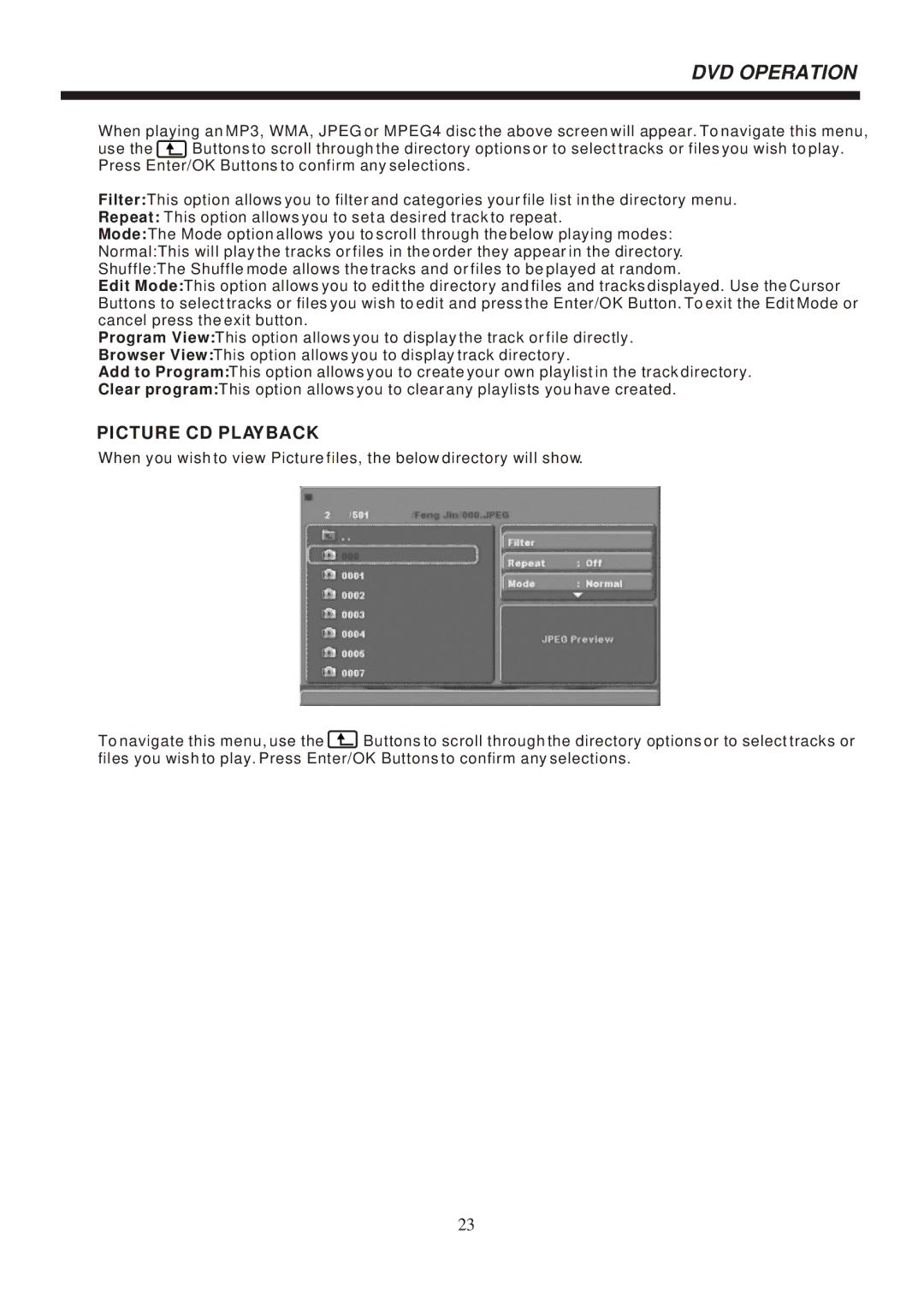 Bush IDLED2402DVD instruction manual Picture CD Playback 