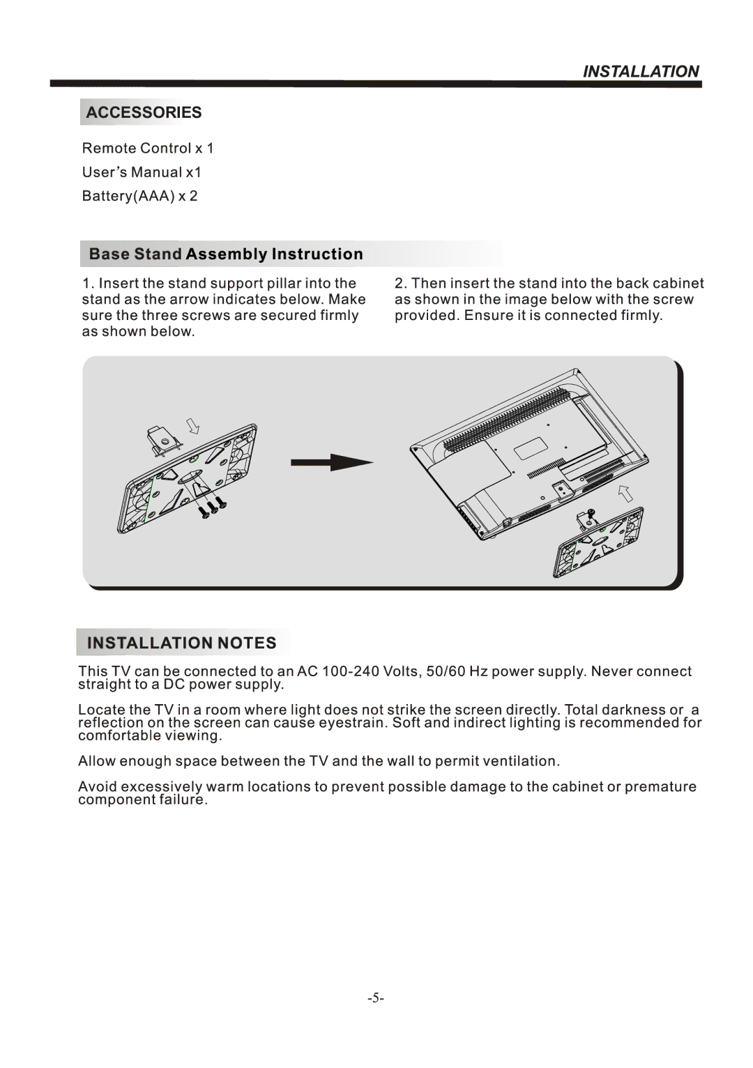 Bush IDLED3201, IDLED2601 instruction manual Accessories 