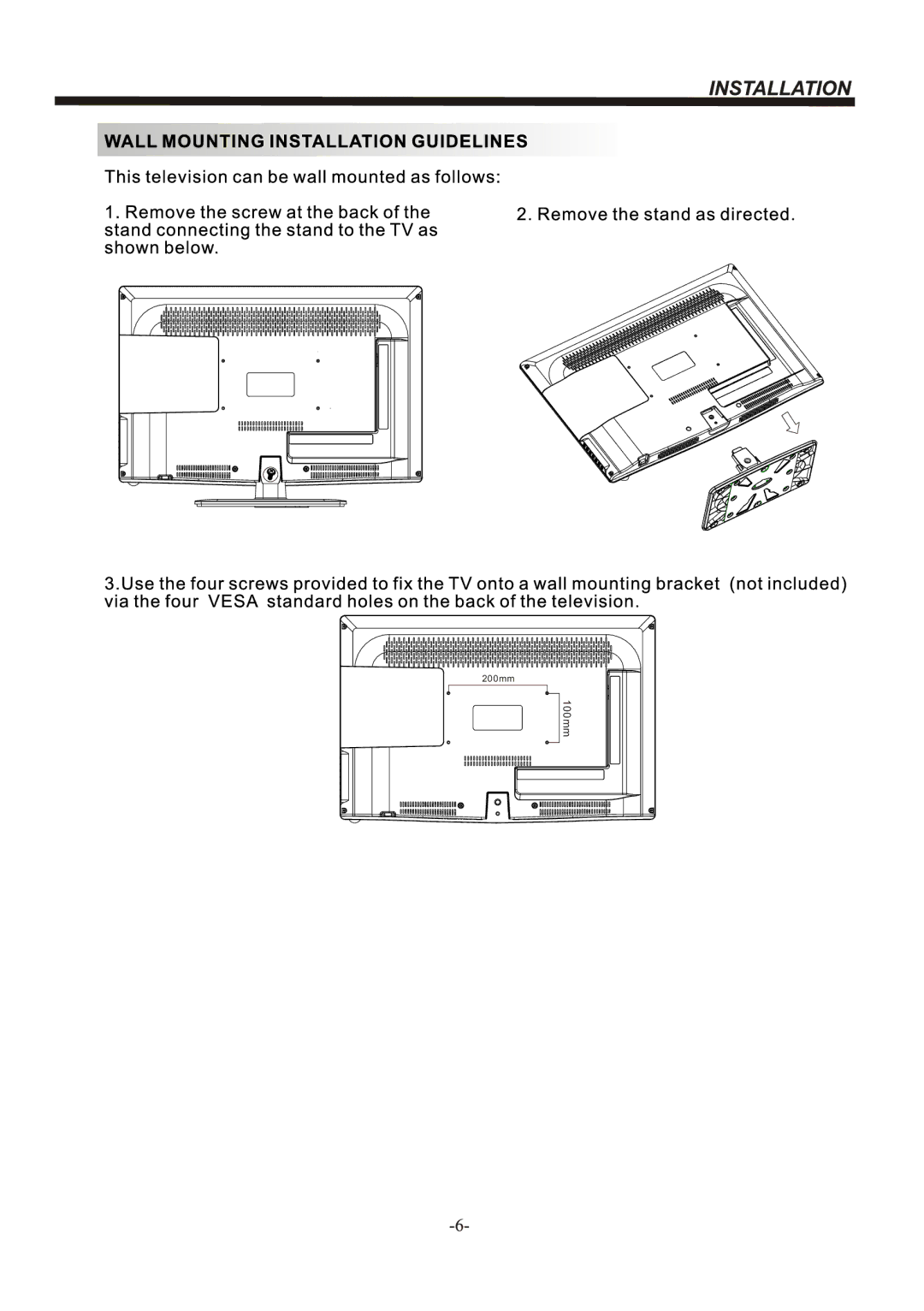 Bush IDLED2601, IDLED3201 instruction manual 200mm 100mm 