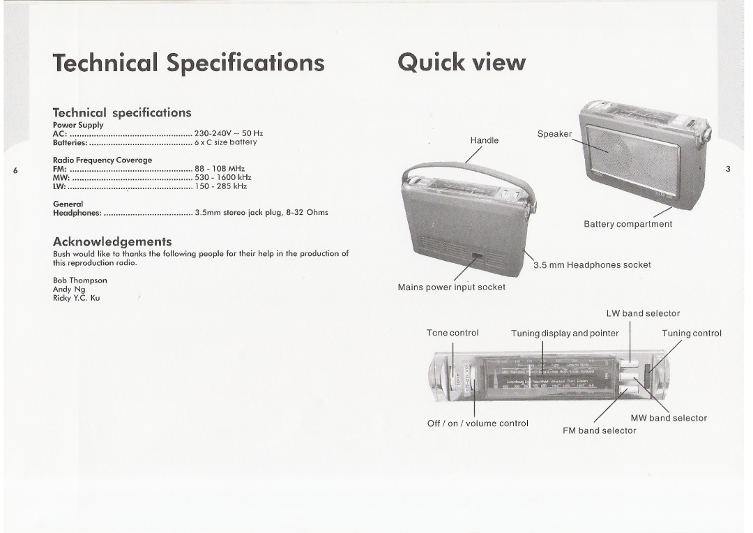 Bush TR130 manual 