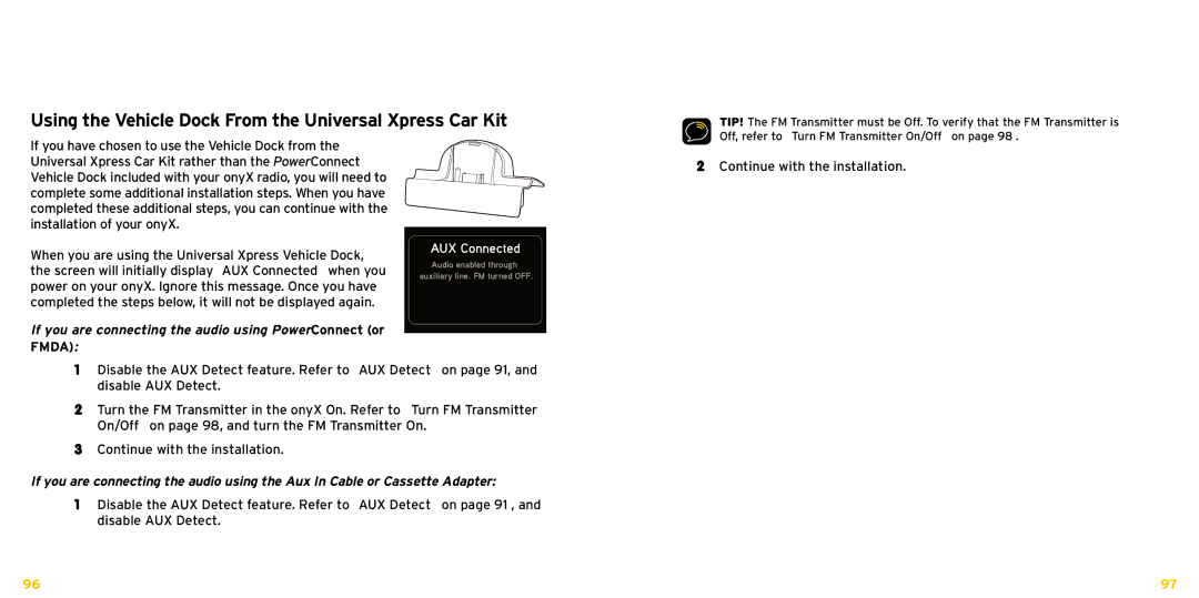 Bush XDNX1V1KC manual Using the Vehicle Dock From the Universal Xpress Car Kit 