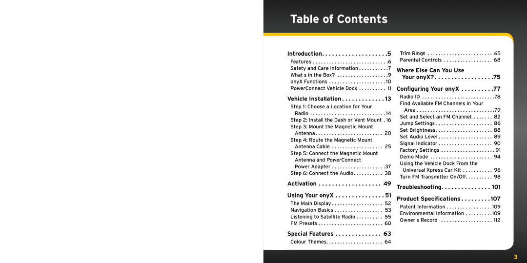 Bush XDNX1V1KC manual Table of Contents 