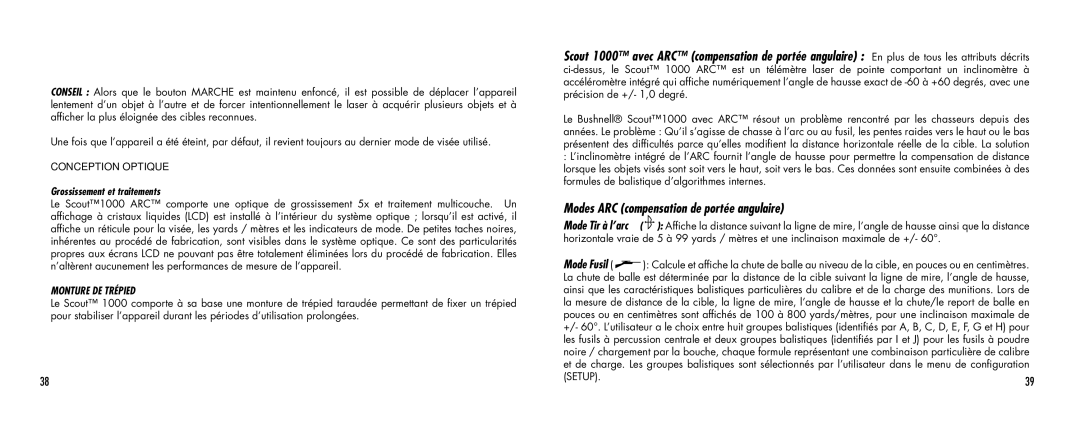 Bushnell 1000 manual Grossissement et traitements, Monture DE Trépied 