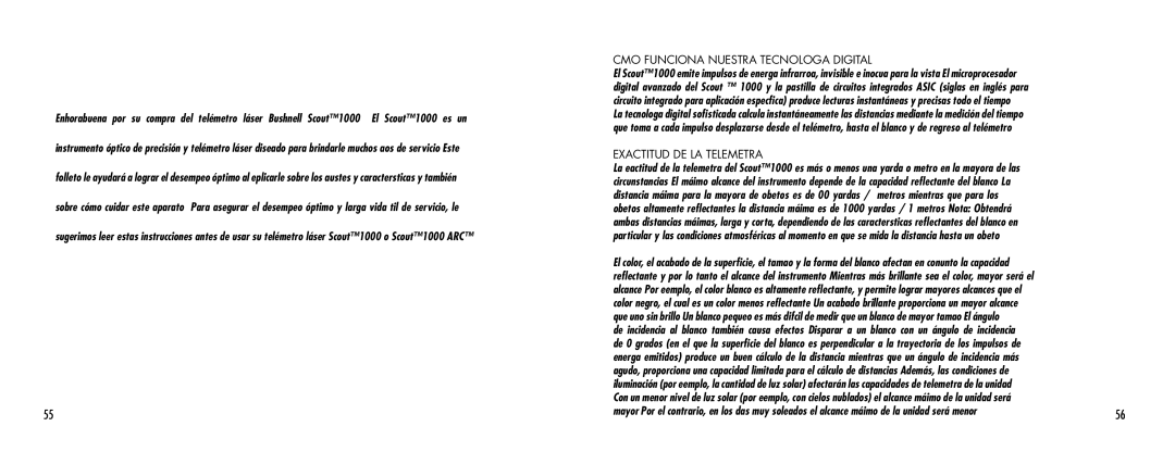 Bushnell 1000 manual Cómo Funciona Nuestra Tecnología Digital, Exactitud DE LA Telemetría 