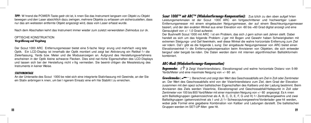 Bushnell 1000 manual Vergrößerung und Vergütung, Stativmontage 