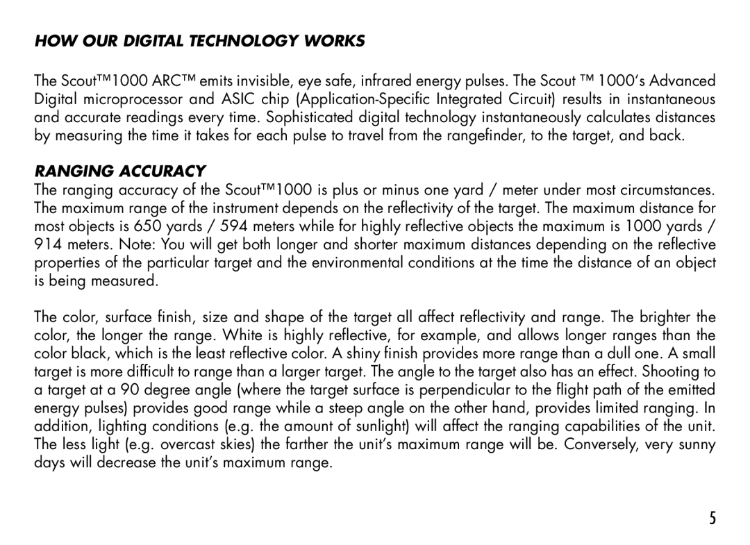 Bushnell 1000 manual HOW OUR Digital Technology Works, Ranging Accuracy 