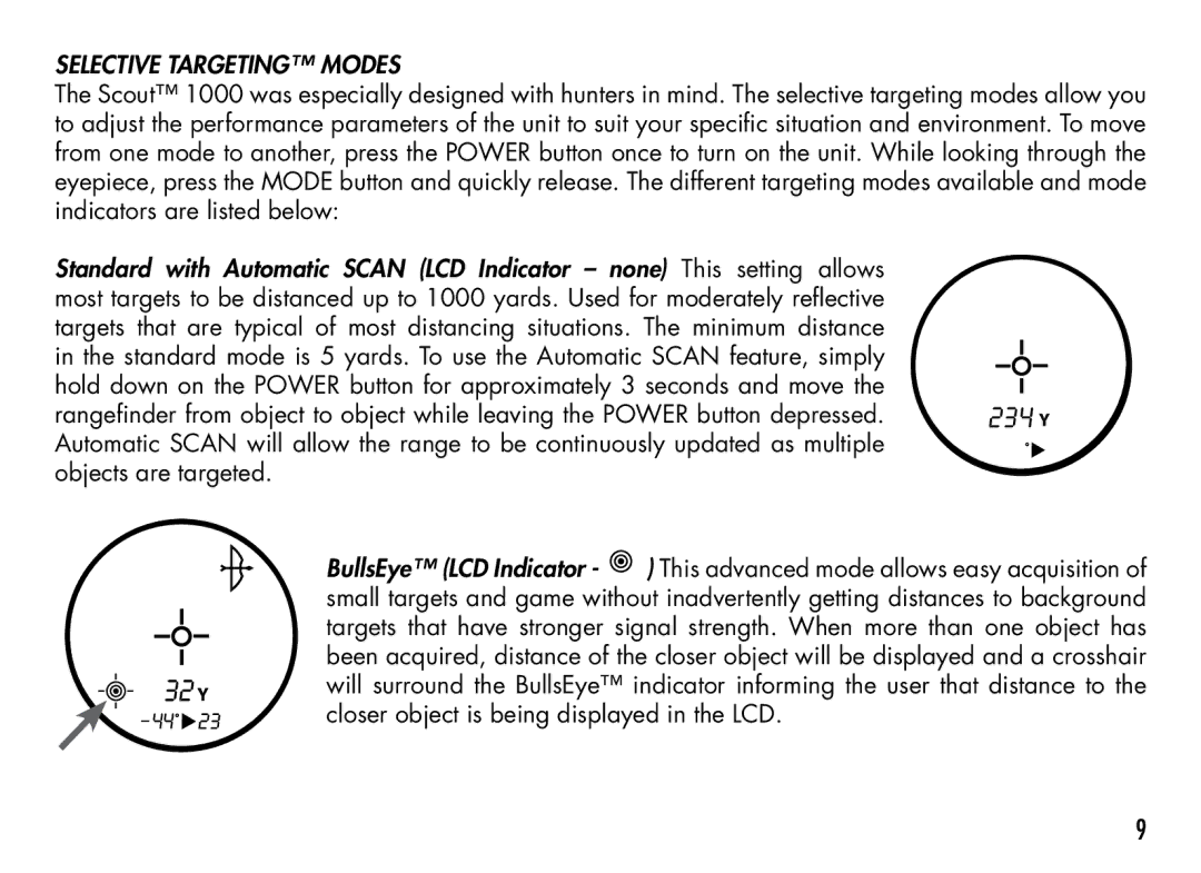 Bushnell 1000 manual Selective Targeting Modes 