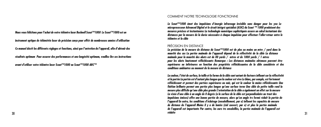 Bushnell 1000 manual Comment Notre Technologie Fonctionne, Précision EN Distance 