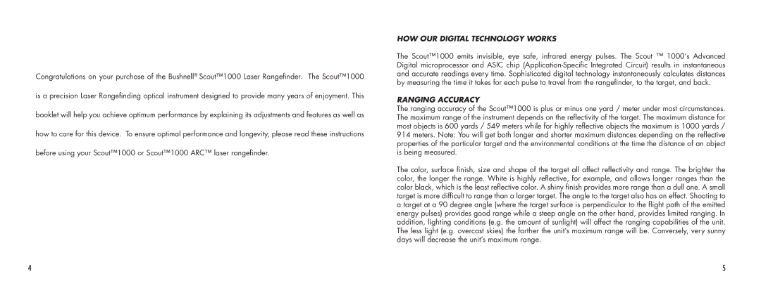 Bushnell 1000 manual HOW OUR Digital Technology Works, Ranging Accuracy 