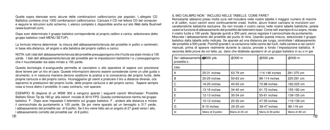 Bushnell 1000 manual 121, 122 