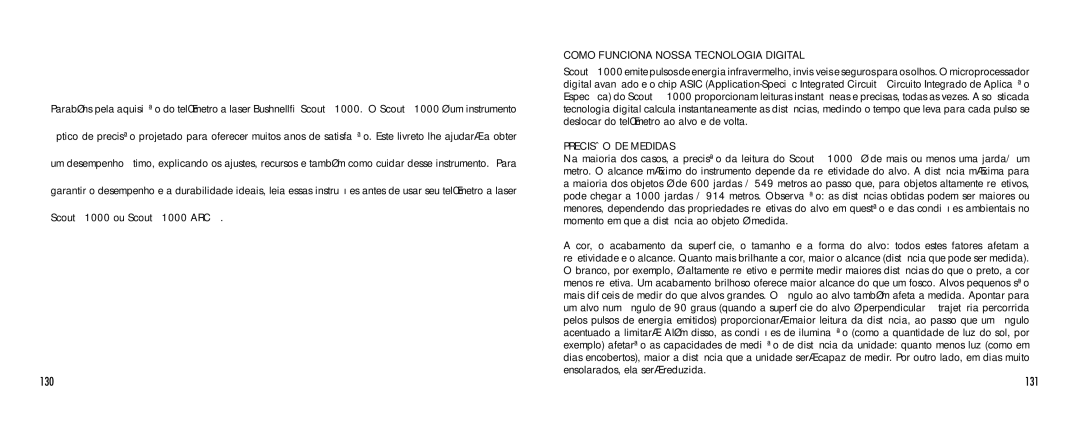 Bushnell 1000 manual 131, Como Funciona Nossa Tecnologia Digital 