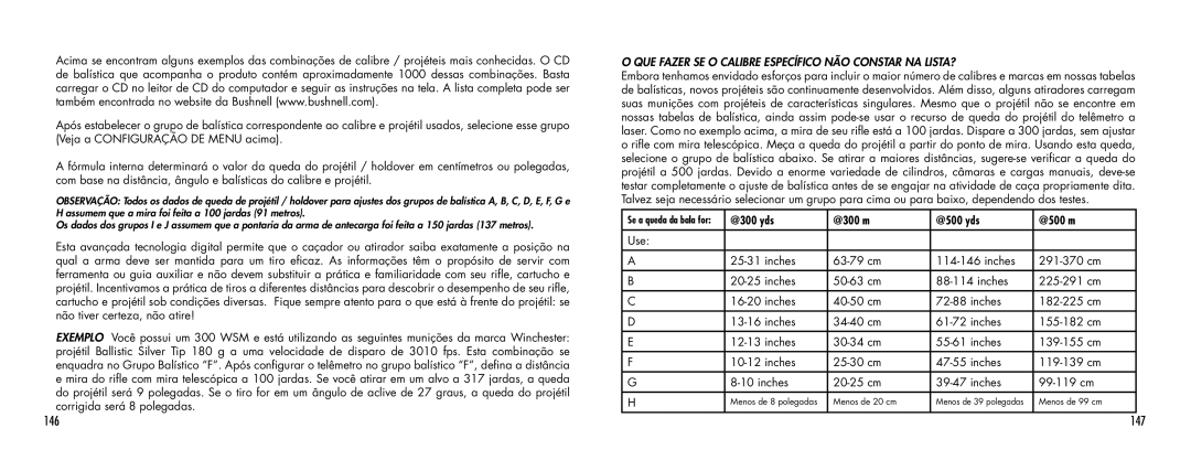 Bushnell 1000 manual 146, 147 