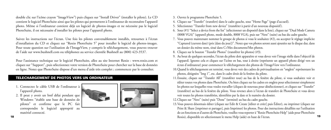 Bushnell 11-0718 manual Telechargement DE Photos Vers UN Ordinateur 