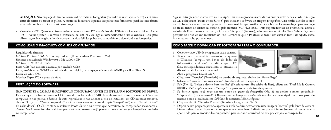 Bushnell 11-0718 manual Como Usar O Imageview COM SEU Computador, Instalação do Software 