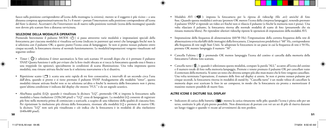 Bushnell 11-0718 manual Selezione Della Modalità Operativa, Altre Icone E Diciture SUL Display 