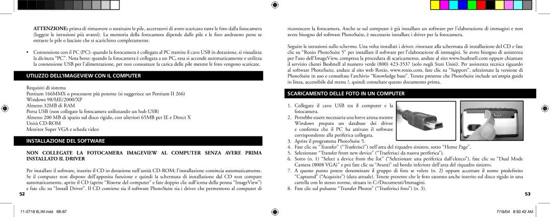 Bushnell 11-0718 manual Utilizzo DELL’IMAGEVIEW CON IL Computer, Installazione DEL Software 