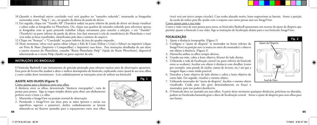 Bushnell 11-0718 manual Focalização 