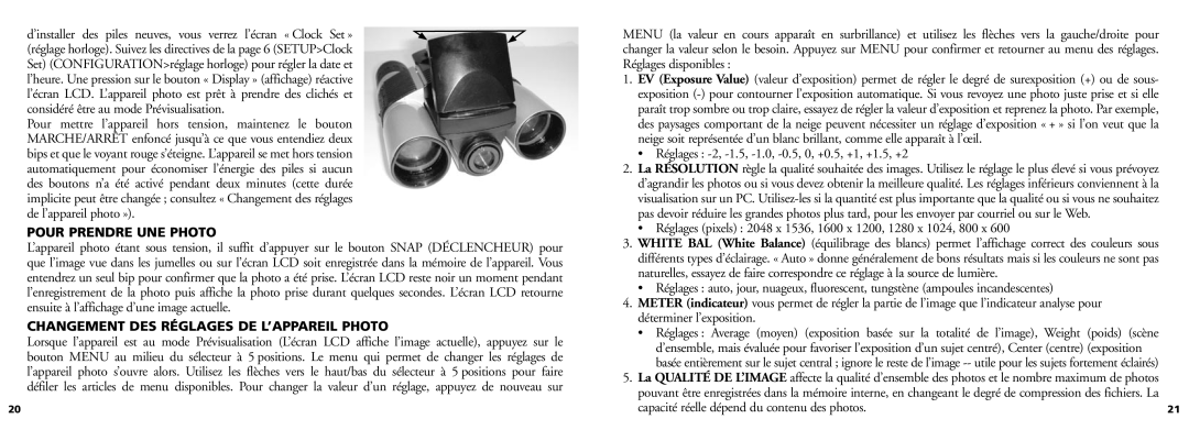 Bushnell 11-0832 manual Pour Prendre UNE Photo, Changement DES Réglages DE L’APPAREIL Photo 