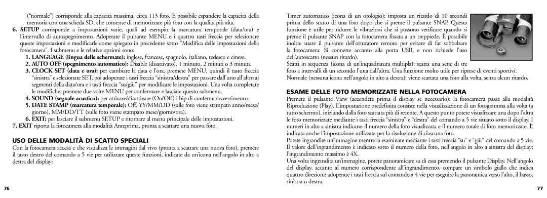 Bushnell 11-0832 manual USO Delle Modalità DI Scatto Speciali, Esame Delle Foto Memorizzate Nella Fotocamera 