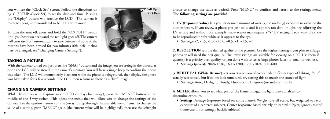 Bushnell 11-0832 manual Following settings are provided, Taking a Picture, Changing Camera Settings 