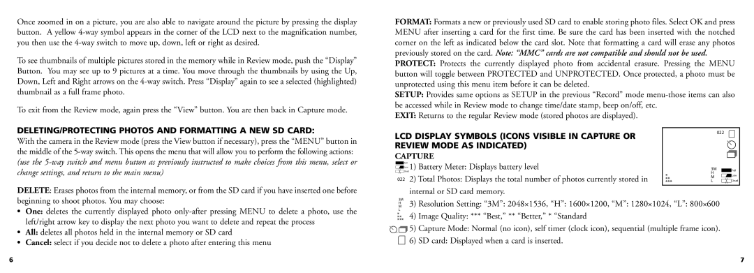 Bushnell 11-0832 manual DELETING/PROTECTING Photos and Formatting a NEW SD Card, Low 1 Battery Meter Displays battery level 