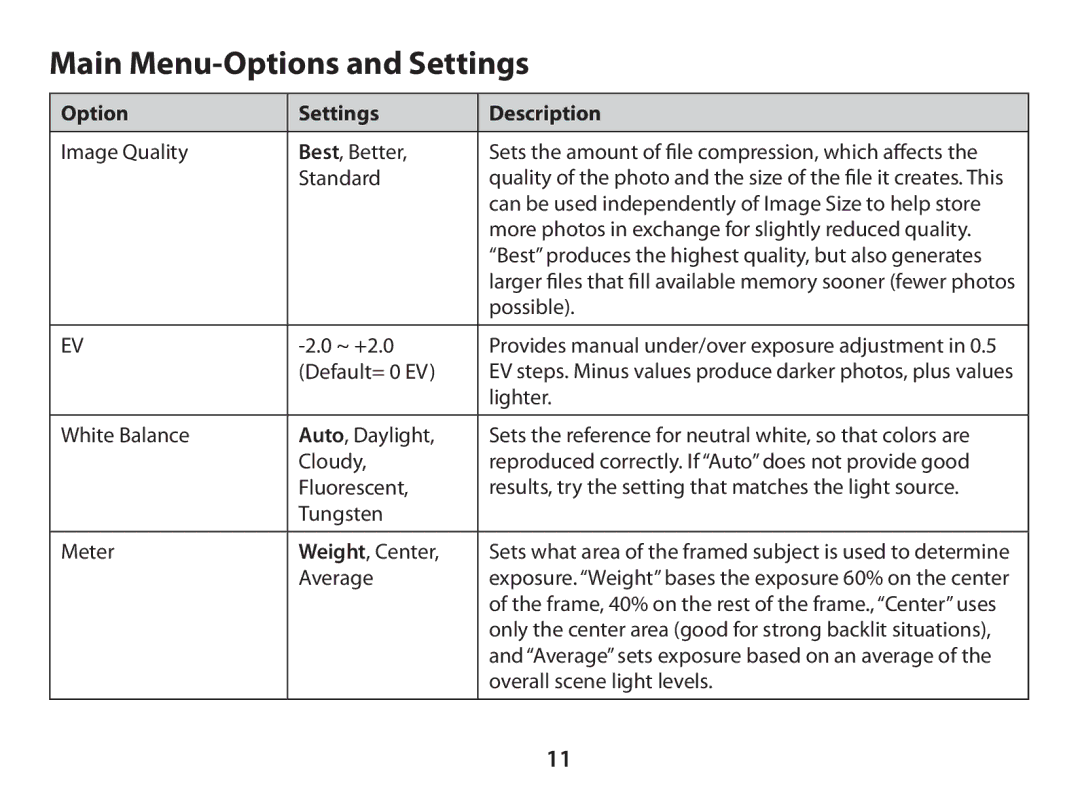 Bushnell 11-0833 instruction manual Main Menu-Options and Settings 