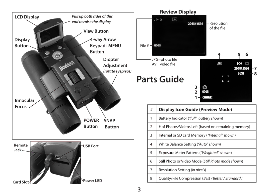 Bushnell 11-0833 instruction manual Parts Guide 