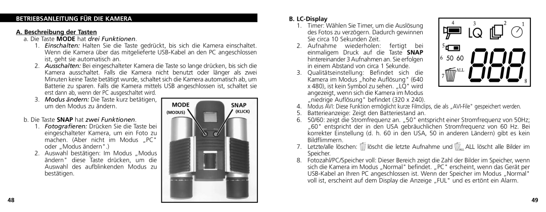 Bushnell 11-1025CL manual Beschreibung der Tasten, LC-Display, Speicher 