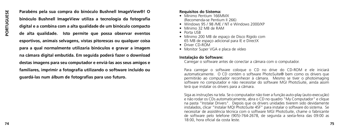 Bushnell 11-1025CL manual Portuguese, Driver CD-ROM Monitor Super VGA e placa de vídeo, Instalação do Software 