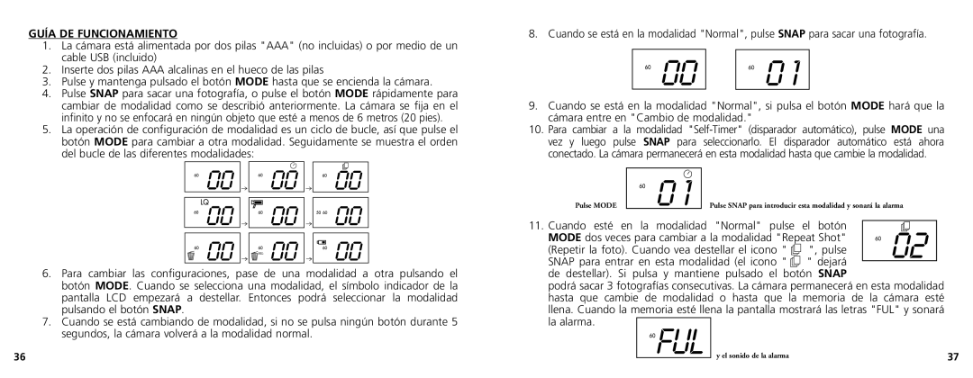 Bushnell 11-1025 manual Guía DE Funcionamiento, Cuando esté en la modalidad Normal pulse el botón, La alarma 