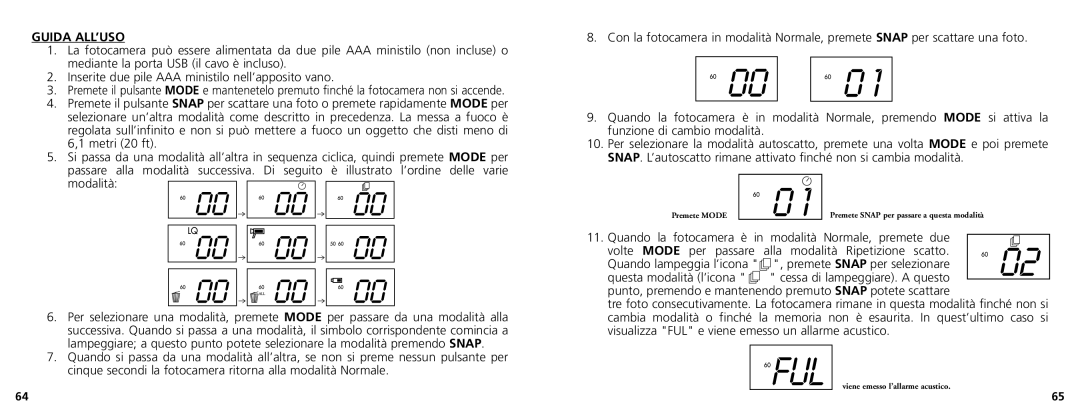 Bushnell 11-1025 manual Guida ALL’USO, Modalità, Questa modalità l’icona 