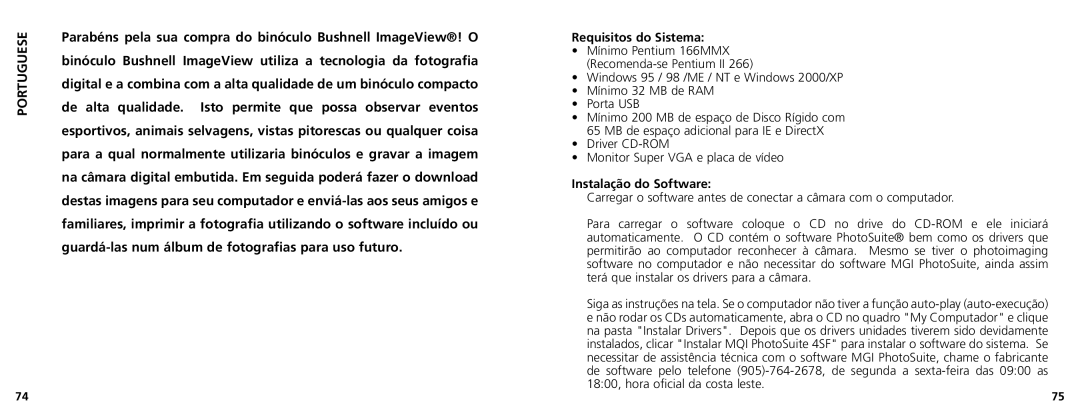 Bushnell 11-1025 manual Portuguese, Driver CD-ROM Monitor Super VGA e placa de vídeo, Instalação do Software 